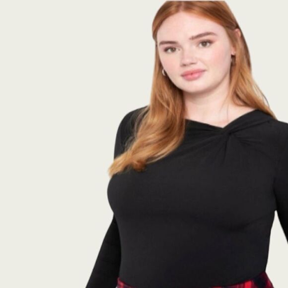 Eloquii Twist Neckline Top, Black Size 26/28 - Picture 1 of 8
